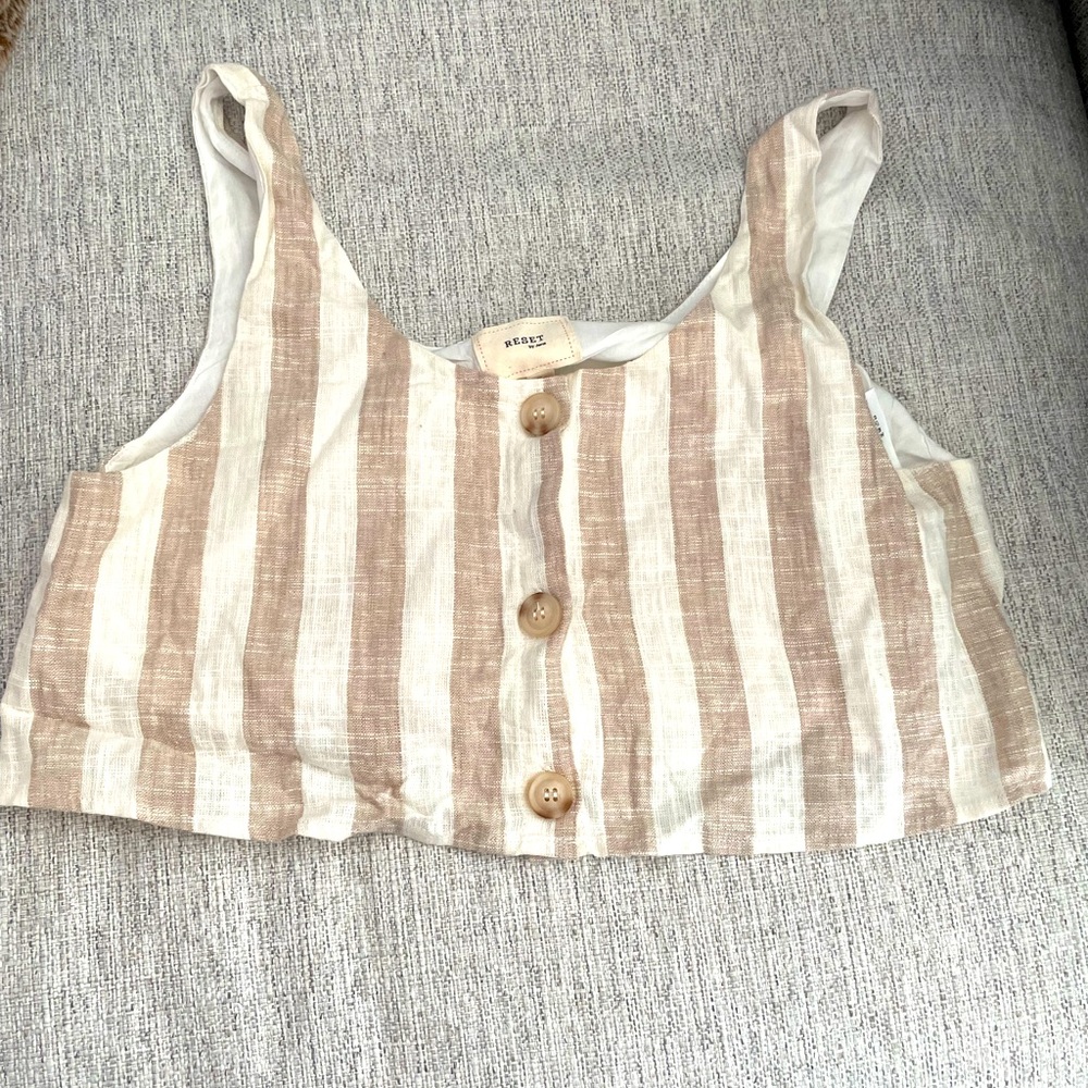 Linen white and tan tank